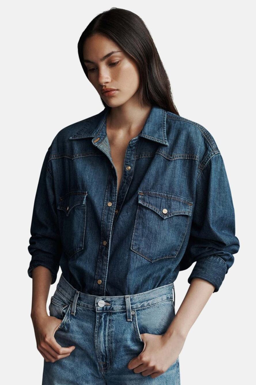 TWP OG Supersized Ranchers Western Blue Wash Denim Chambray Shirt Top XS S $495